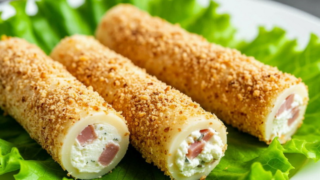 Рулетики из плавленого сыра с ветчиной и грецкими орехами